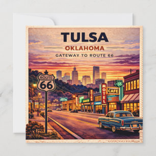 Carte Tulsa Neon Route 66 Notes de bord de route