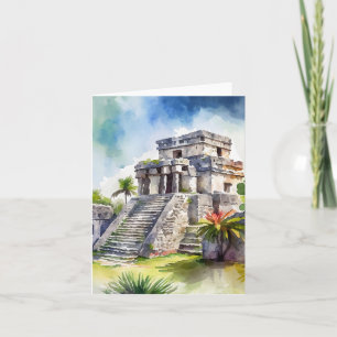 Carte Tulum Cancun Mexique Aquarelle