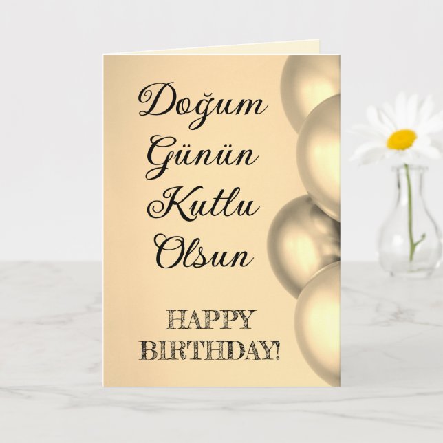 Carte Turc Joyeux anniversaire Doğum Günün Kutlu Olsun (Petite plante)