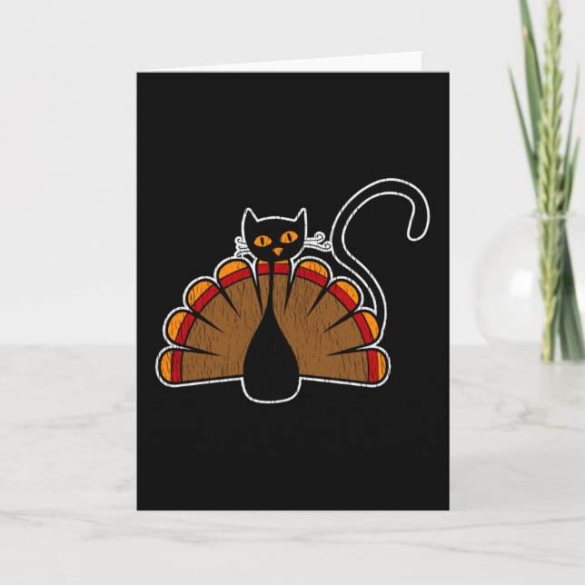 Carte Turkey Cat Lover Thanksgiving Family Kids Kitty (Devant)