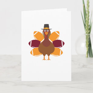 Carte Turkey Pilgrim and Football Thanksgiving Day
