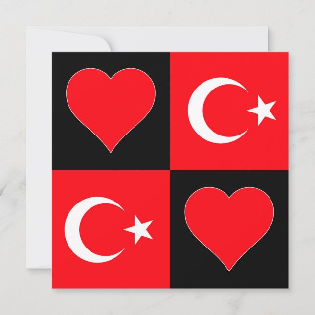 Carte Turquie Drapeau Coeur mignon Patriotique Salutatio (Devant)