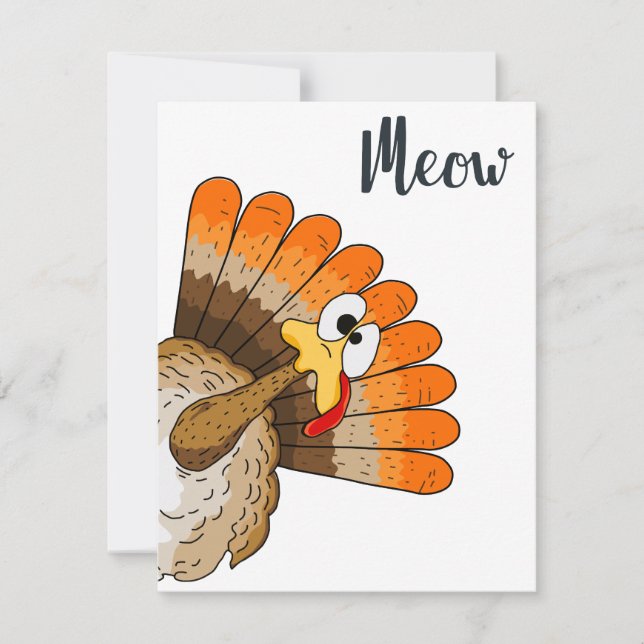Carte Turquie Meow Thanksgiving Grey Card (Devant)