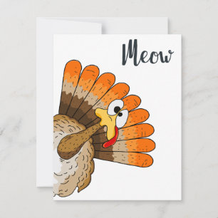 Carte Turquie Meow Thanksgiving Grey Card