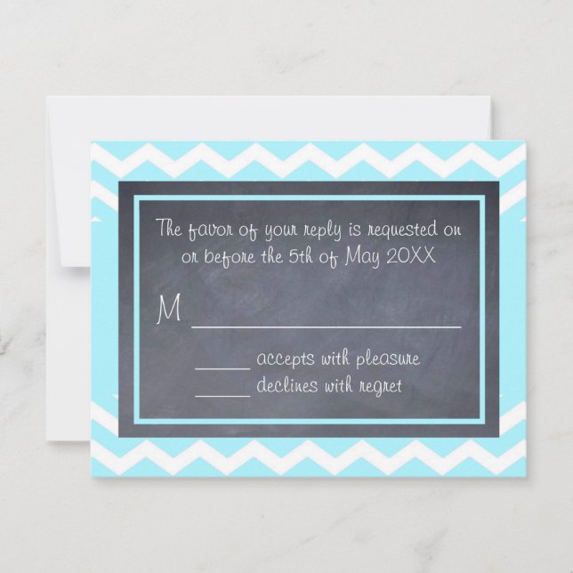 Carte turquoise Chevron RSVP (Devant)