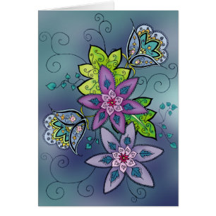 Carte turquoise de tulipes (blanc)