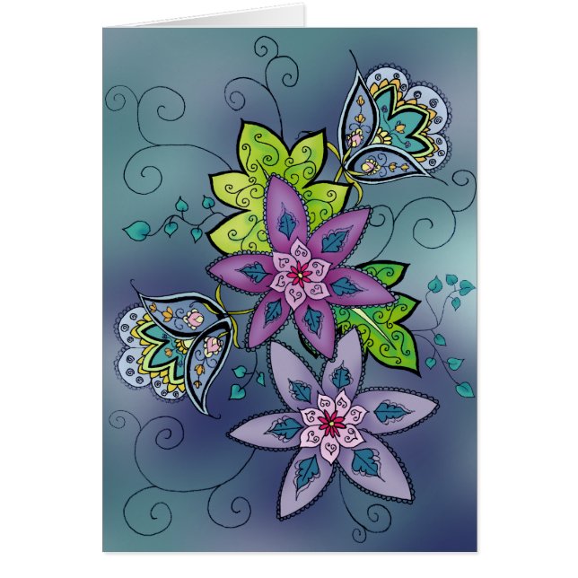 Carte turquoise de tulipes (blanc) (Devant)