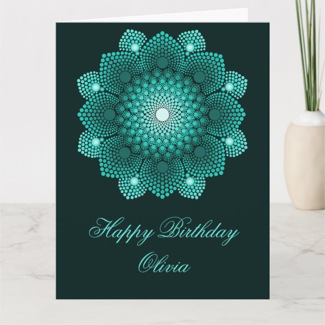 Carte Turquoise Dot Mandala Joyeux anniversaire (Devant)