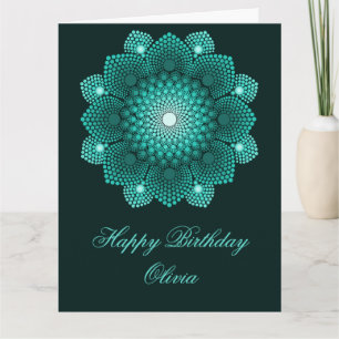 Carte Turquoise Dot Mandala Joyeux anniversaire