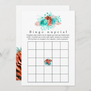 Carte Turquoise espagnole et Bingo de la nuptiale floral