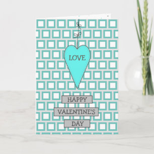 Carte Turquoise et gris Whimsical Heart and Bows Valenti