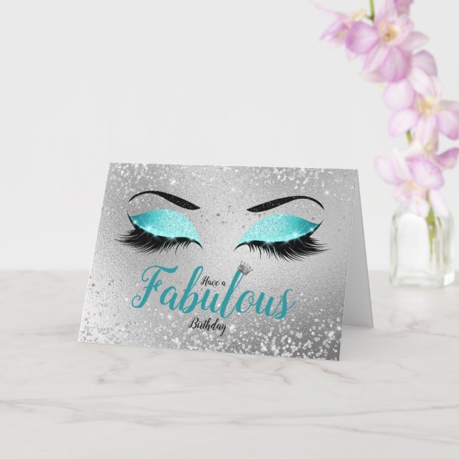 Carte Turquoise Fabulous Parties scintillant Yeux Annive (Orchidée)