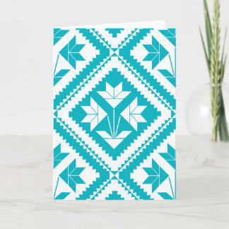 Carte Turquoise Floral Quilt Greeting Card