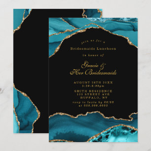Carte Turquoise Gold Agate Stone Bridesmaids Luncheon In