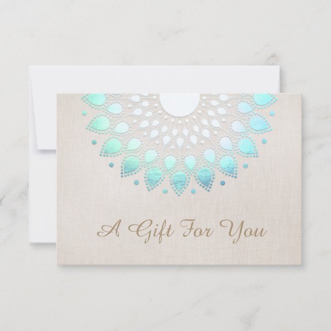 Carte Turquoise Lotus Flower certificat cadeau (Devant)