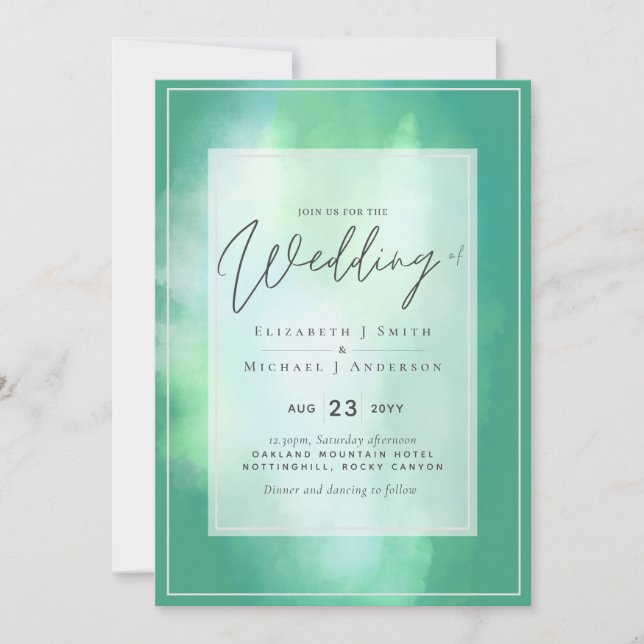 Carte Turquoise Mint Dreams Modern Budget Mariage (Devant)
