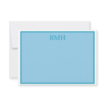 Carte turquoise Monogramme en bleu et blanc