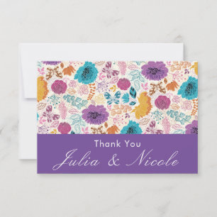 Carte Turquoise Purple Jaune Fleurs de prairie de printe