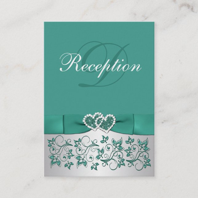 Carte Turquoise RIBBON IMPRIMÉE, Boîtier Floral Ar (Devant)