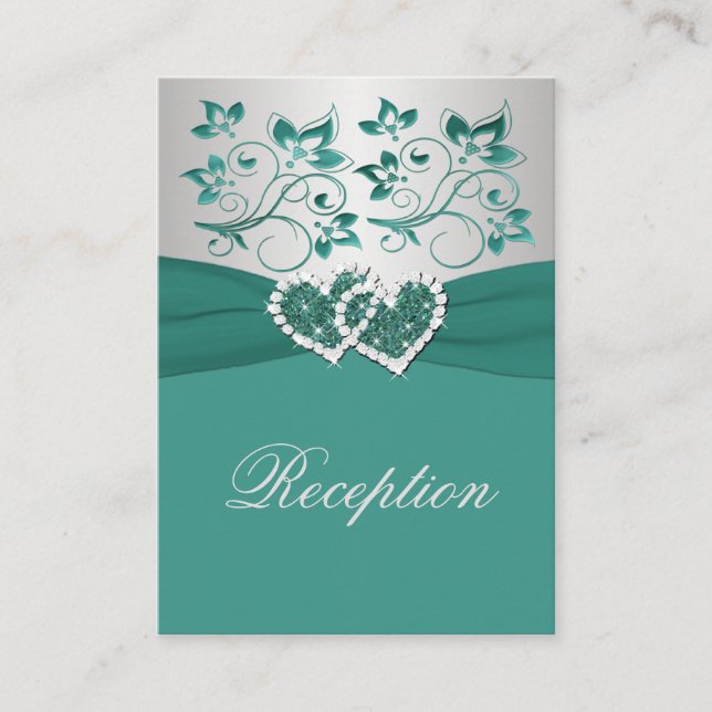 Carte Turquoise RIBBON IMPRIMÉE, Boîtier Floral Ar (Devant)