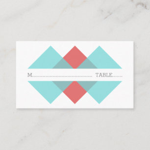 Carte turquoise rouge géométrique trio place