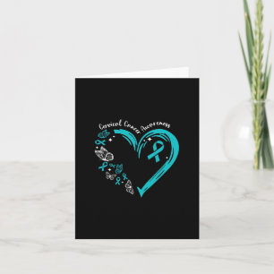 Carte Turquoise Ruban Papillon Coeur Cervical Cancer Awa