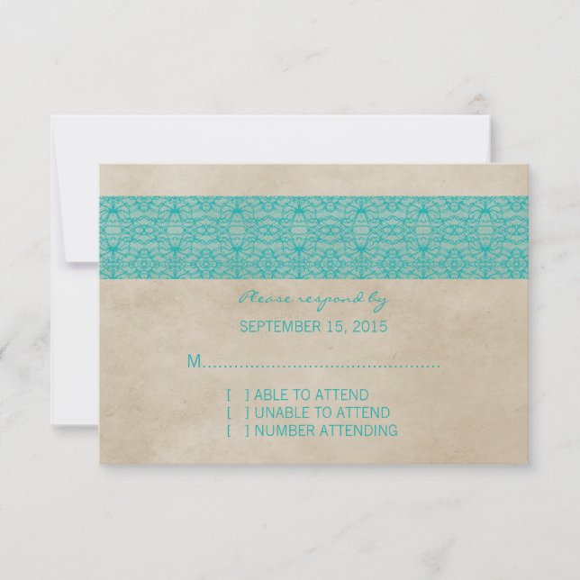 Carte turquoise Rustique Lace Réponse (Devant)