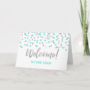 Carte Turquoise Silver Confetti Employé Bienvenue dans l