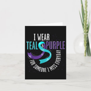 Carte Turquoise Violet Ruban Prévention du suicide en sa