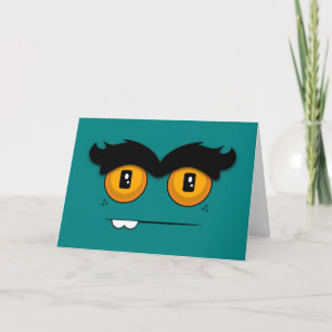 Carte Turquoise Visage Drôle Avec Un Anniversaire Unibro