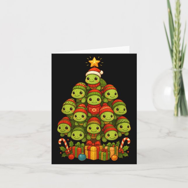 Carte Turtle Christmas Tree Funny Turtle Xmas  (Devant)