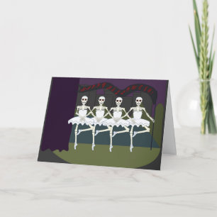 Carte Tutu drôle Halloween de ballerine de squelettes de