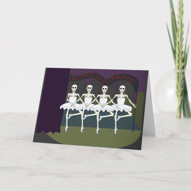 Carte Tutu drôle Halloween de ballerine de squelettes de (Devant)