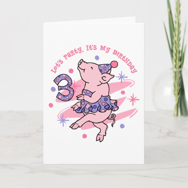 Carte Tutu Piggy 3e anniversaire (Devant)