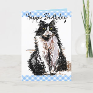 Carte Tuxedo Cat Cute Dessin Black and White Cats