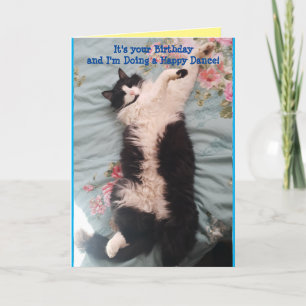 Carte Tuxedo Cat Cute Funny Happy Dance Cats Card