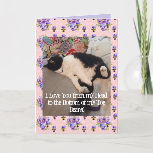 Carte Tuxedo Cat Cute Lote You Birthday Toe Beans Card (Devant)