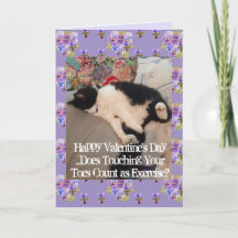 Tuxedo Cat Funny Touching Toes Valentines Day