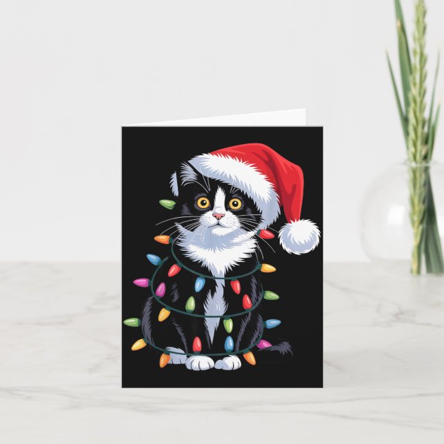 Carte Tuxedo Cat Meow Santa Tuxie Christmas Tree  (Devant)