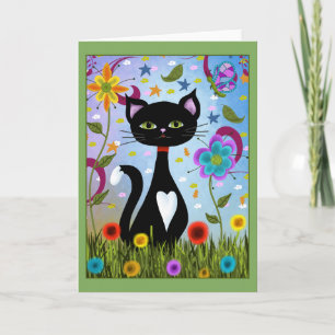 Carte Tuxedo Chat Assis Dans Un Jardin
