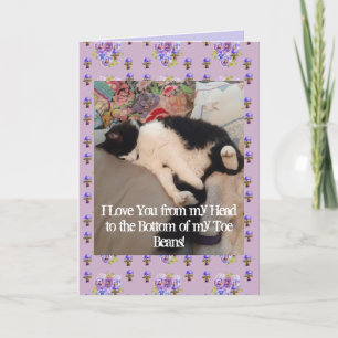 Carte Tuxedo Chat Cute I Love You Toe Beans Card
