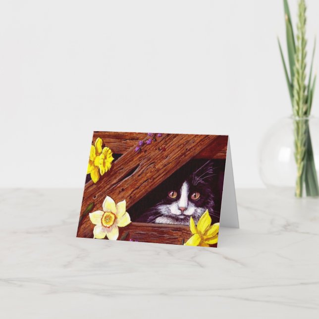 Carte Tuxedo Chat Daffodiques Art Créationarts (Devant)