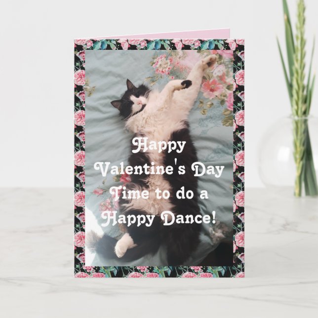 Carte Tuxedo Chat Funny Heureuse Sainte-Valentin Dance C (Devant)