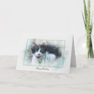 Carte Tuxedo kitten anniversaire humoristique