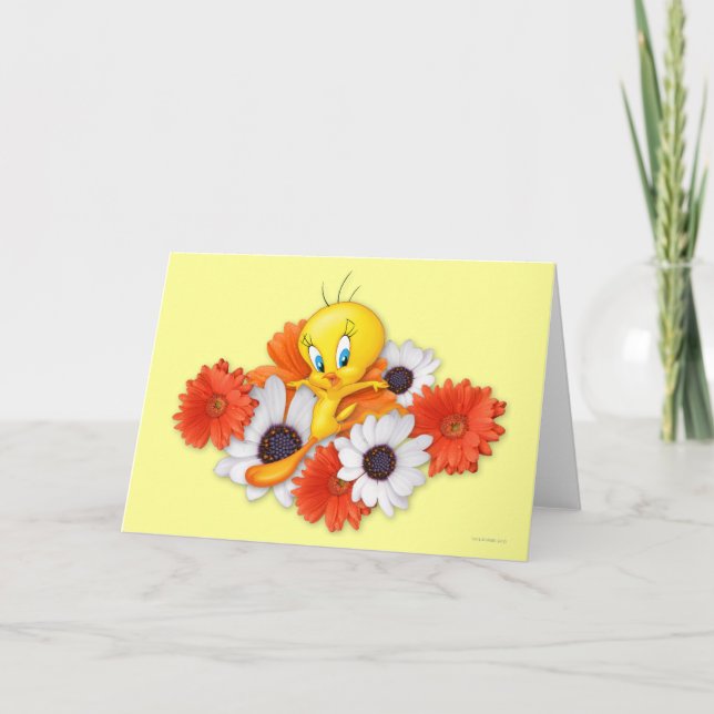Carte Tweety avec les marguerites (Devant)