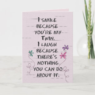 Carte Twin Anniversaire avec fleurs de parties scintilla