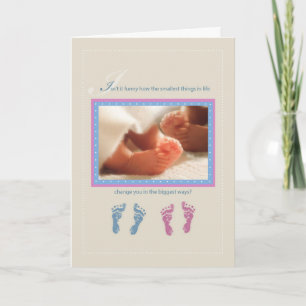 Carte Twin Babies, garçon et fille pieds Nom personnalis