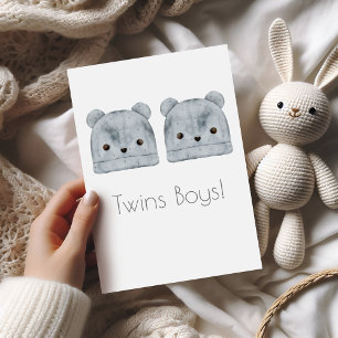 Carte Twin Boys Boho Baby Félicitations Card