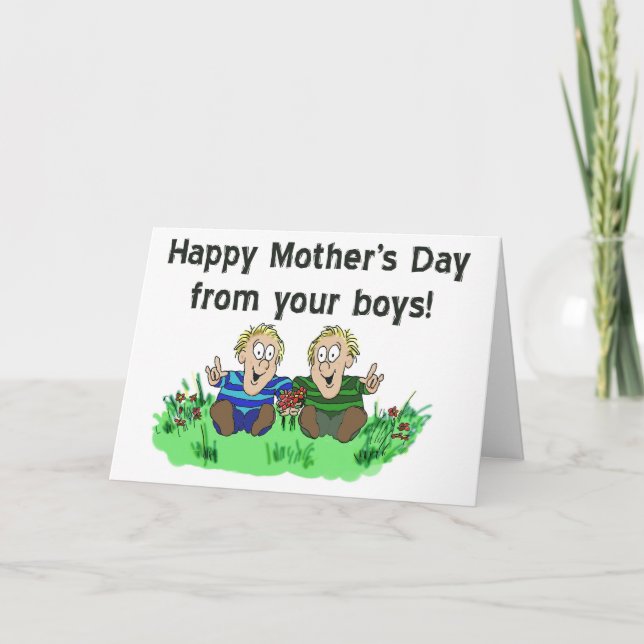 Carte Twin Boys Twins Happy Mother's Day Paper Card (Devant)