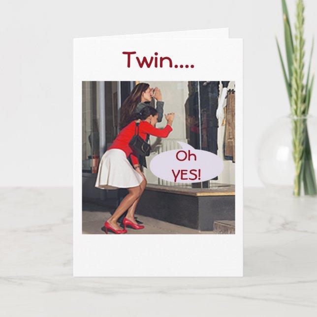 CARTE TWIN DIT OUI AU SHOPPING D'ANNIVERSAIRE (Devant)